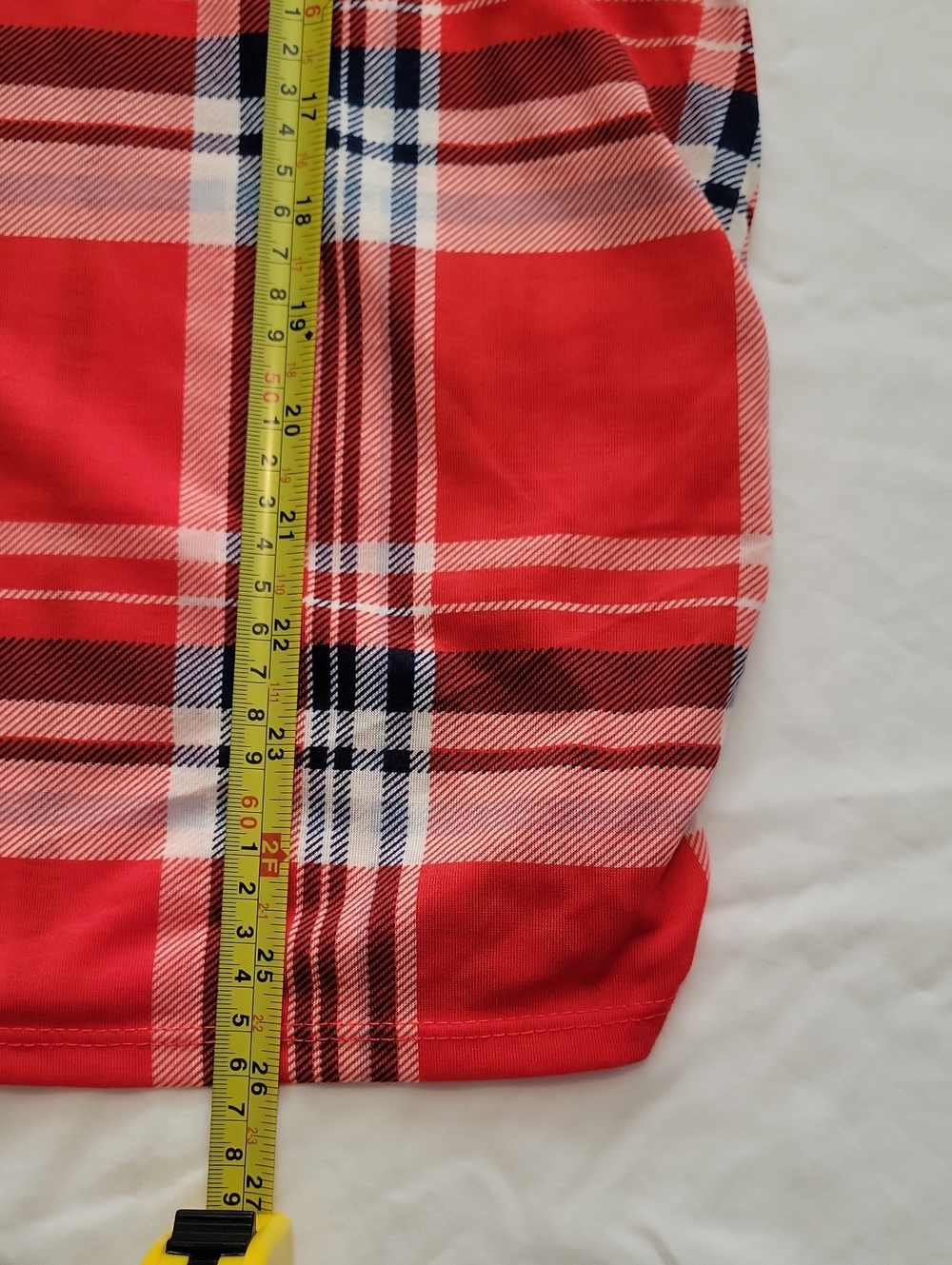 Red Plaid Sleeveless Top With Side Ruching - Picture 5 of 6